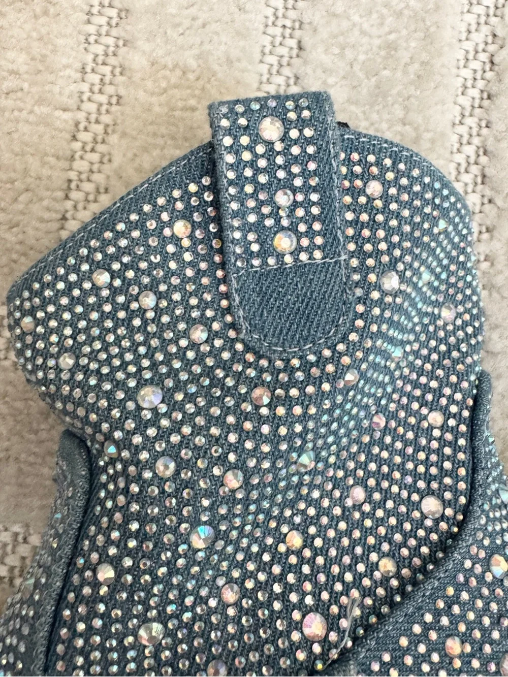 Link Kids Denim-Blue Rhinestone Cowboy Ankle Boots